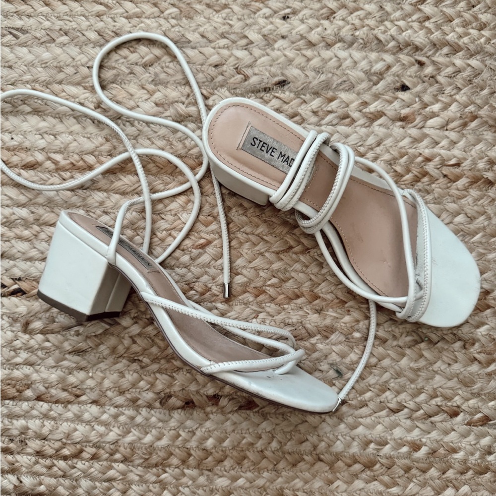 steve Madden white strappy heel